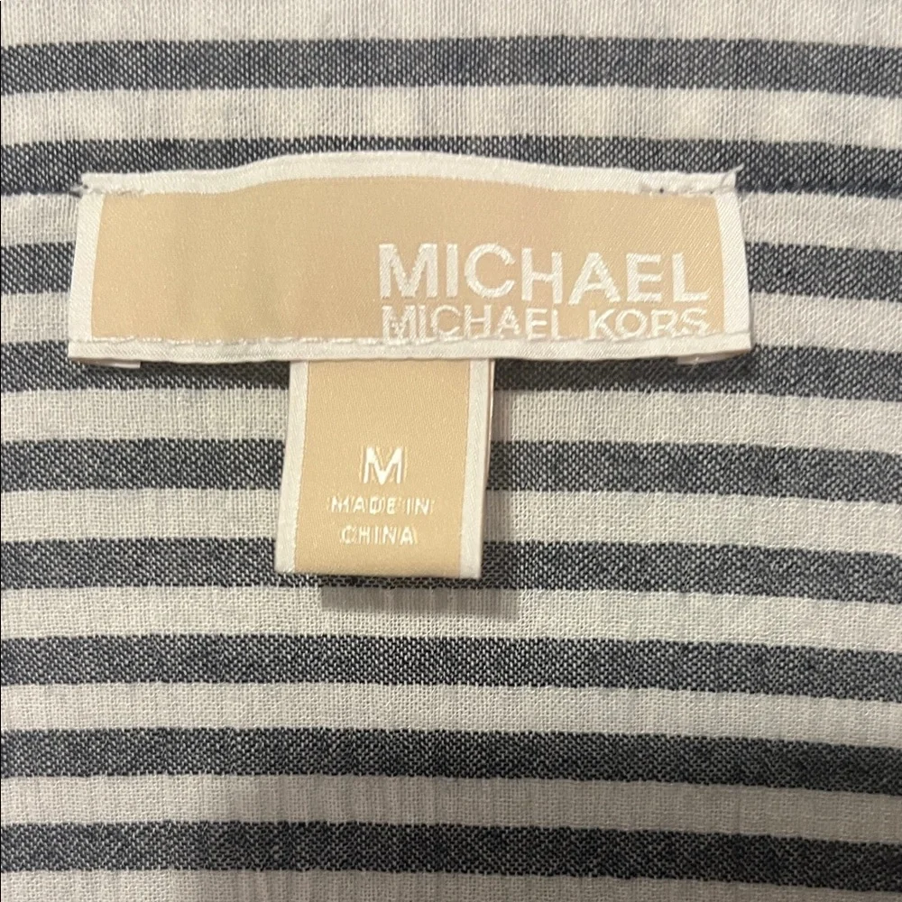 Michael Kors Grey and White Striped Long Sleeve Top Women's size Medium